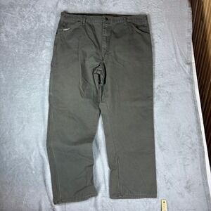 Dickies Pants Men 42x32 (Fits 42x30) Carpenter Duck Canvas Olive Green Workwear